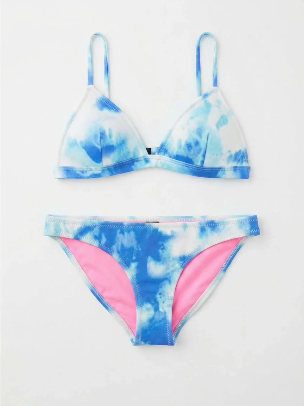 Triangl Blue White Tie Dye Neoprene Bikini Set Small+